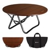 VILLEY Bamboo Round Folding Table, Camping Half-fold Portable Table with