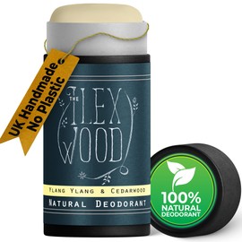 The Ilex Wood Natural Deodorant - 2.4fl oz. Handmade, Aluminum Salt Free, Plastic Free, Cruelty and Alcohol Free, Vegan, Eco Friendly Cardboard Tube – Ylang Ylang & Cedarwood (Sweet & Woody)