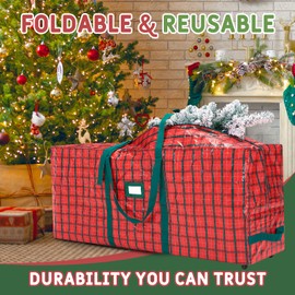 ELONG HOME Christmas Tree Storage Bag for 7.5ft Tree, Deluxe Rolling Christmas Tree Storage Bag with Wheels and Heavy-Duty Zippers，Padded Design with Secure Fastening Straps