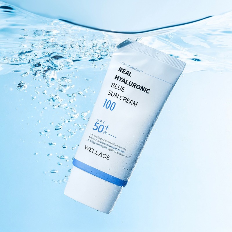 Wellage Real Hyaluronic Blue Sunscreen SPF50+ PA++++, 50ml, 1 piece