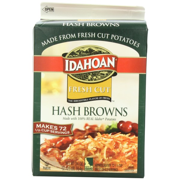 Idahoan Fresh Cut Premium Hashbrowns, 100% Real Idaho® Potatoes, Gluten-Free, 2.125 Pound (Pack of 6)