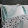Sleepdown Abstract Brush Strokes White Teal Navy Reversible Duvet Cover