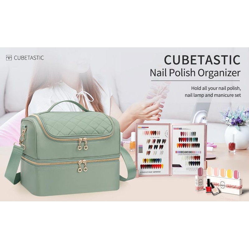 Nail Polish Organizer Case, Nail Supplies Storage Box Holds 45