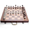 Deluxe Chess Set 16.5'' Wooden Large Folding Chess Board Game