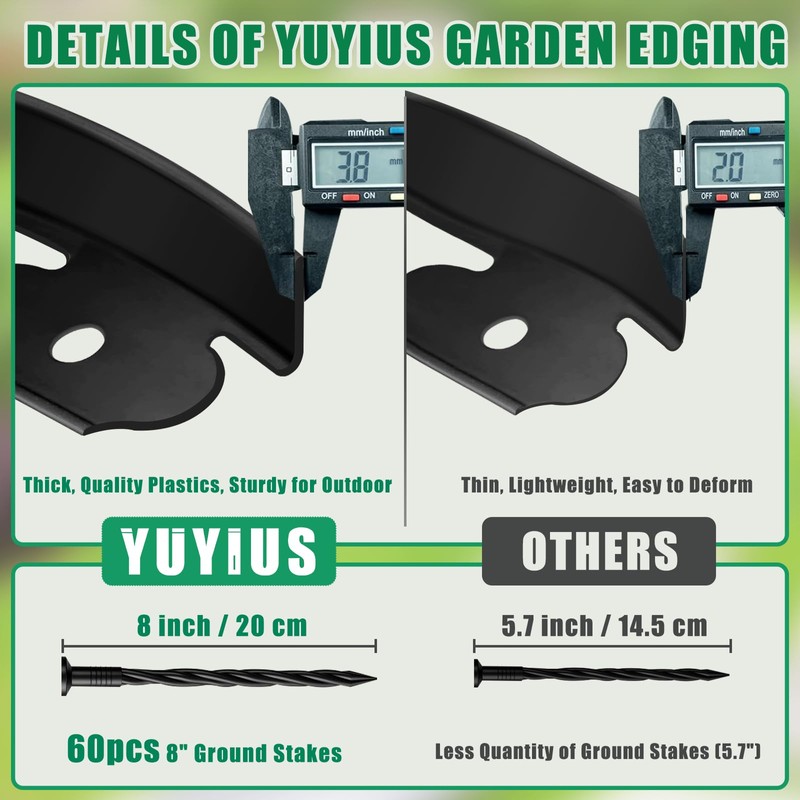 YUYIUS Landscape Edging - Garden Edging Border 40FT 2IN Tall