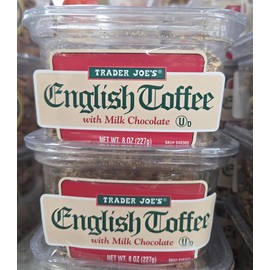 Trader Joe English Toffee with Milk Chocolate 8oz 227g (Two Tubs)