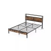 COSTWAY Queen Size Metal Bed Frame w/ Built-in Charging Station