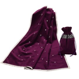 BLESSUME Altar Tarot Card Table Cloth with Tarot Bag Divination Wicca Velvet (Purple 2)