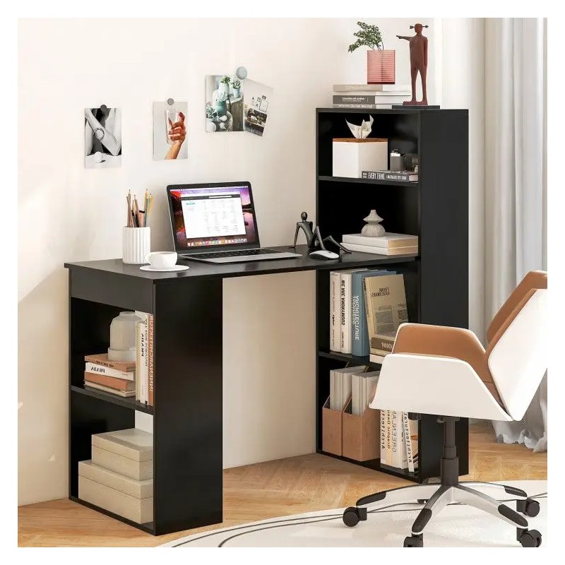 48-Inch Computer Desk with 4-Tier Bookcase and CPU Stand Includes
