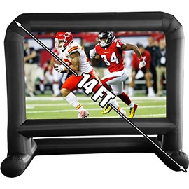 14 FT Inflatable Projector Movie Screen for Outside Indoor 104" Front/Rear Projection Blow Up Screen for Super Bowl Party Backyard Outdoor Movie Night Barbecue Party (Stable Base)