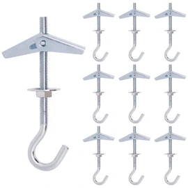 BENLIUDH 10pcs Ceiling Hooks, M6 × 100mm Spring Toggle Wing Bolts Wall Fixing Hooks for Ceiling, Hollow Wall, Sheetrock