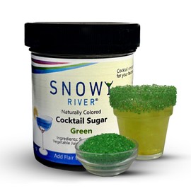 Snowy River Green, Cocktail & Margarita Sugar Rimmer - Vibrant Naturally Colored Sugar for Cocktail Rimming, Baking & Decorating, Medium Crystal - 3oz
