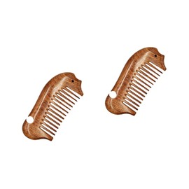 TOVINANNA 2pcs Natural Sandalwood Fish Shape Comb Small Static Wooden Hair Comb for Women Creative Coarse Teeth Design for Detangling and Lightweight Travel Accessory