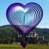 DJUAN Wind Spinner Purple-Green Gradient Love Heart 3D Metal Hanging