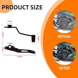 BAOUFF Motorcycle Rear Brake Pedal,CNC Aluminum Foot Brake Lever for Ninja 500 24-25/Ninja 400 18-24/Z400 19-24/Z500 24-25-Black