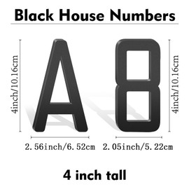 4 Inch Floating Aluminum House Address Numbers Letters, Modern Metal House Numbers for Outside, Black Metal Door Address Letter and Number for Home Garden Office Apartment (4)