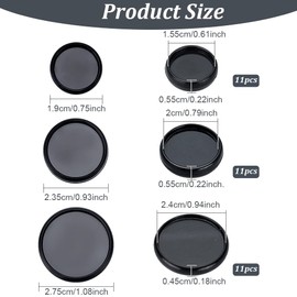 BENECREAT 33Pcs Black Book Binding Discs, 3 Size ABS Plastic Discbound Plastic Expansion Discs Binding Ring Discs for DIY Notebook & Artwork, 1.55cm/2cm/2.4cm ID