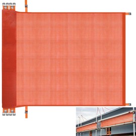 20' L x 40" W Construction Safety Debris Netting with 14 Tapes & Buckles, Orange Fire Retardant Pump Jack Safety Net, Scaffold Safety Netting Rolls Scaffold Net Enclosure