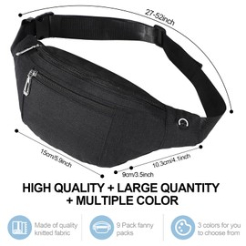 Amylove 9 Pack Fanny Pack for Men Women Waterproof Waist Packs with Adjustable Belt Crossbody Waist Bag for Travel Hiking Running Outdoor Sports