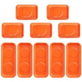 10 PCS Magnetic Trays, Include 5 PCS 5.9X2.6Inch & 5 PCS 3.7X2.5 Inch, Magnet Tool Tray, Magnetic Parts Tray, Orange, by GENHAKON