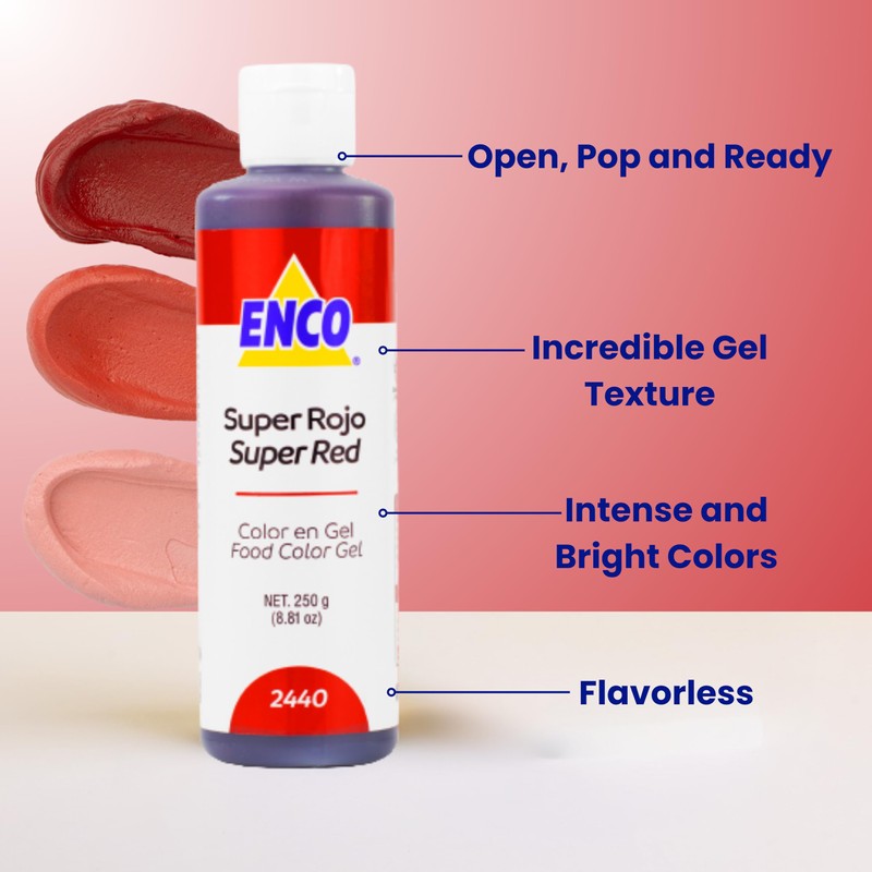 ENCO Food Coloring Gel Super Red 8.8 oz (250g) Concentrated,