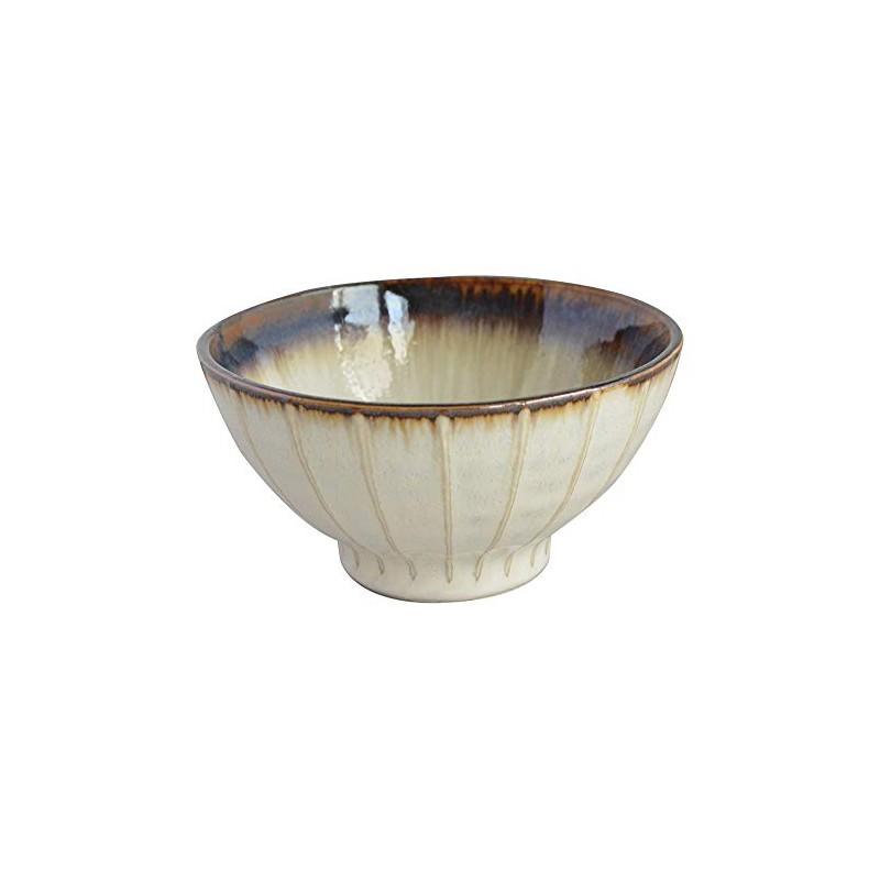 Mino Ware K771220 Striped Ichin Rice Bowl Rust Noren