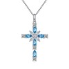 JiaYangJY Sterling Silver Cross Necklace for Women, March Aquamarine Cubic