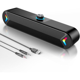 LENRUE Computer Speakers,Wired USB-Powered PC Speakers with 10W Clear Sound,Gaming Sound-bar Speakers for PC Desktop Computer Laptop Monitor