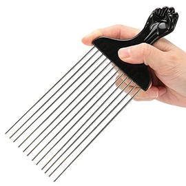 Afro Pick, Peine de Metal, Peine Profesional de Metal para Levantar el Cabello, Peine, Herramienta para Desenredar la Peluca, Trenza, Peine para...   