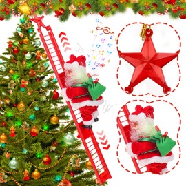 Snarflun Climbing Santa Claus, Santa Claus on ladder, electric climbing ladder Santa Claus, Christmas decoration, electric climbing ladder, for Christmas tree, windows, walls, garden