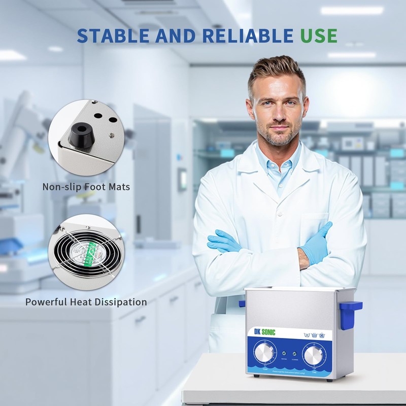 DK SONIC Ultrasonic Cleaner,3L 120W Ultrasonic Jewelry Cleaner with Heater&