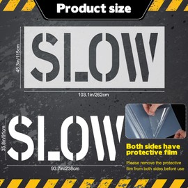 Slow Stencil, 36" Letter Height, Reusable Foldable Silicone Slow Pavement Stencil for Asphalt & Concrete Parking Lot Markings 45" x 103"