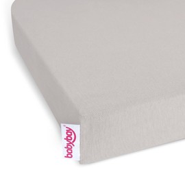 babybay Jersey Fitted Sheet Deluxe with Membrane Suitable for Maxi, Midi, Boxspring, Comfort and Comfort Plus Model, Beige, 89 x 50 cm (Pack of 1)