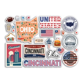 A5 Aufkleberbogen Cincinnati Wahrzeichen Vinyl Aufkleber – Ohio Amerika USA Staaten Flagge Reise Urlaub Karte Stadt Scrapbook Ästhetik #80554