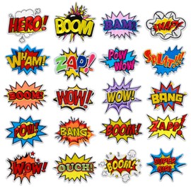 JHGCVX 20 Pieces Superhero Iron on Patches,Various Pow Bang Wow Letter Patches Embroidered Applique Patches for Hat T-Shirts,Jackets,Jeans,Vests Sewing Craft Decoration