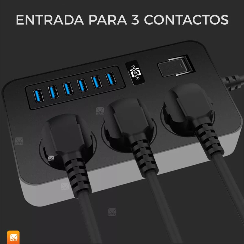 Maíz Multicontacto Cargador Barra Usb Supresor Picos Escritorio