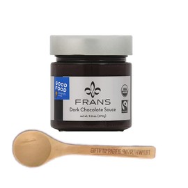 Dark Chocolate Sauce Fran's 9.6 Oz Jar Bundle with Tasting Spoon I Gourmet Dessert Gift Set by Gifts from the Pacific Northwest