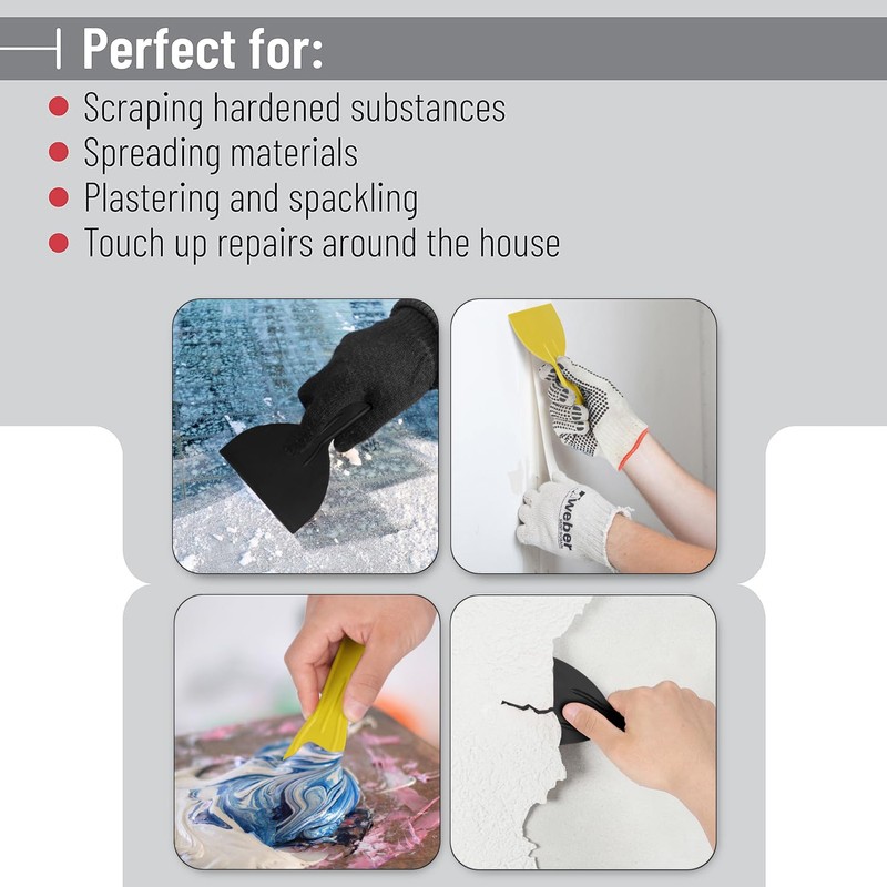 Bates 6 Pack Plastic Putty Knife Set - Black &