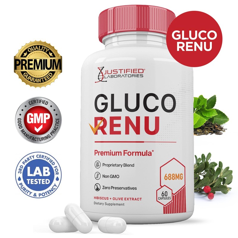 (2 Pack) Gluco Renu 688MG Glyco Support Pills Premium Formula