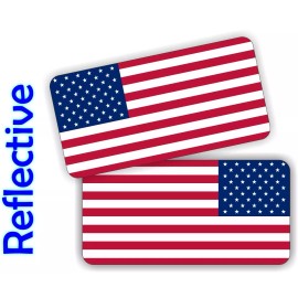 Unbranded/Generic Pair - REFLECTIVE American Flag Hard Hat Stickers Motorcycle Helmet Decals Flags