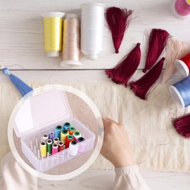 KONTONTY Caja Organizador De Hilo De Costura De Slots Contenedor Transparente Para Bobinas De Hilo Diseño Con Tapa Antipolvo Para Almacenamiento De Accesorios De Bordado Y Costura