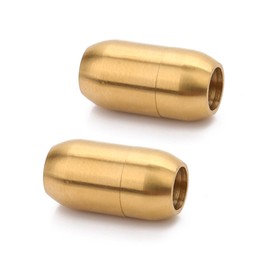 Linsoir Beads Stainless Steel Magnetic Clasp Inner Hole 3mm/4mm/5mm/6mm/8mm Glue-in Jewelry Clasp (Inner Hole Size=6mm, Gold Tone)