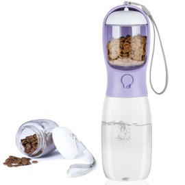 AVELORA Dog Water Bottle,Portable pet Water Bottle with Food Container,Outdoor Portable Water Dispenser for Cat,Rabbit,Puppy and Other Pets for Walking,Hiking,Travel(19oz)