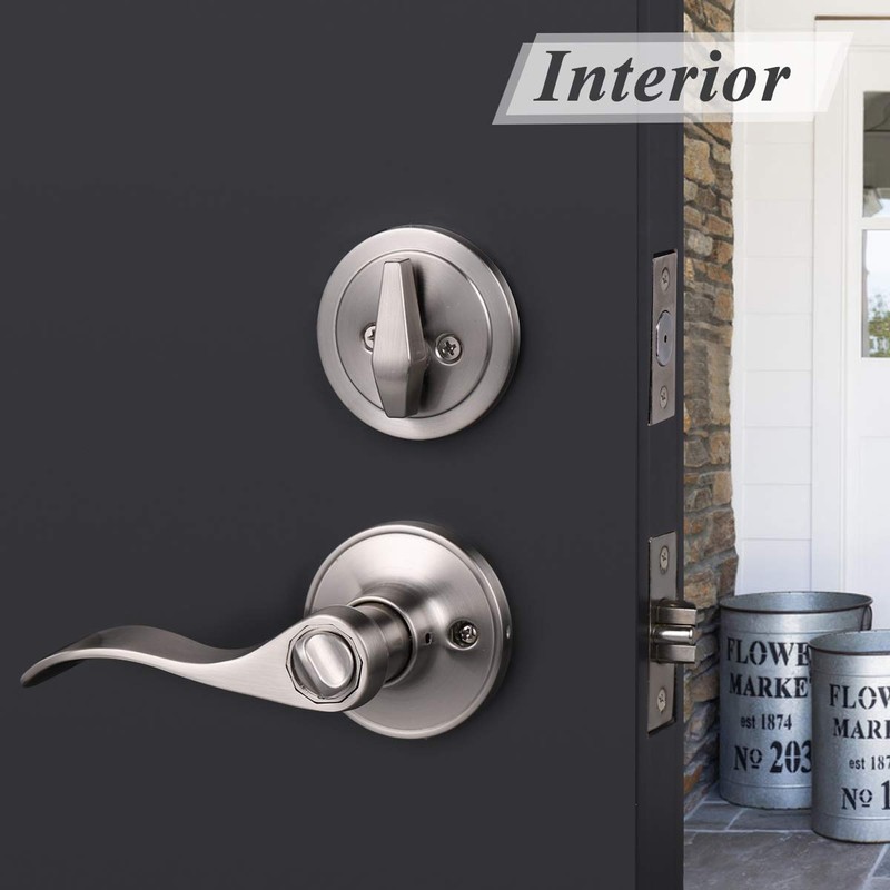 Probrico 4 Set of Satin Nickel Exterior Entry Lever and