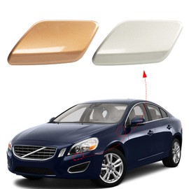 CZShiYue Front Bumper Headlight Washer Nozzle Cover Cap Fit for Volvo S60 2011 2012 2013 39802681 39802699 (White, Right Passenger Side)