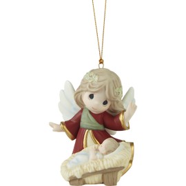 Precious Moments Angel Ornament | “Away In A Manger” | Porcelain Chirstmas Tree Ornament | Holiday Decor & Gift | Hand-Painted