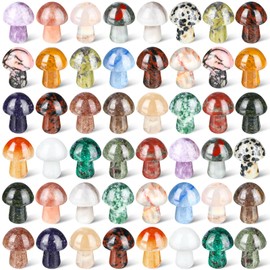 48 Pcs Mini Crystal Mushroom Gemstone Sculpture Decor Carved Witch Mushroom Polished Crystal Cute Mushroom Stones for Witchcraft Supplies Home Garden Lawn Meditation Flower Pot Decor(Retro Style)
