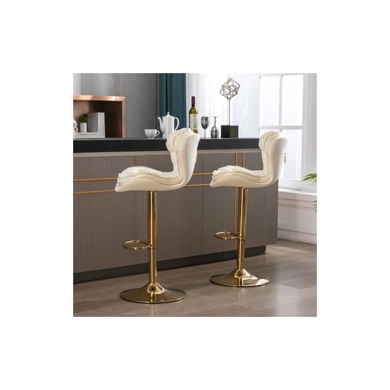 Set 2 Modern Lightweight Bar Stools Chrome Footrest Base Swivel