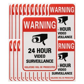 Tupalizy 24 Hours Video Camera Surveillance Sign Stickers Decals Self-Adhesive Home Business Alarm System Security Label Stickers for Window Wall Door, 4 x 6 Inch, 20PCS