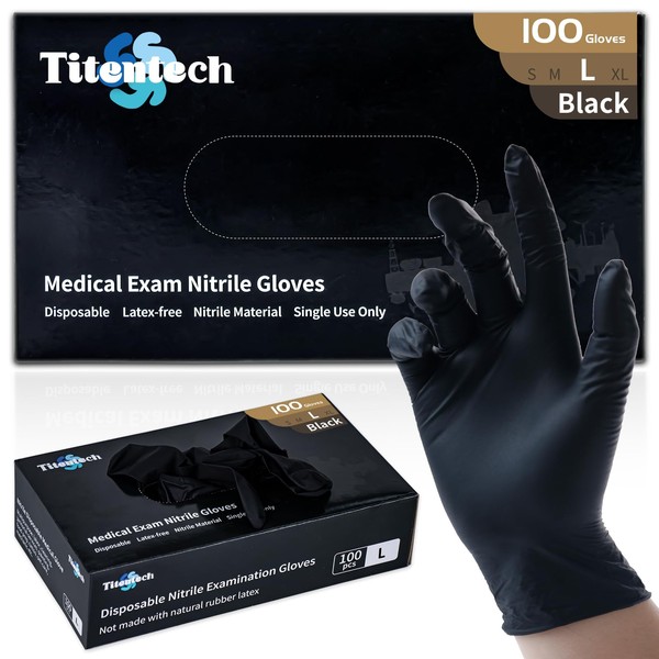 Titentech Titentech Disposable Nitrile Exam Gloves Black Cooking Gloves Disposable